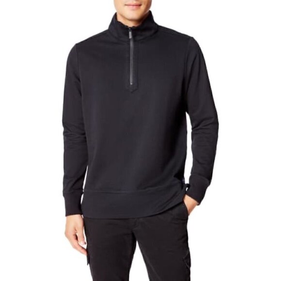 NWT GoodMan Brand Sweater French Terry Half Zip  Black Sweater size XL - Picture 1 of 9